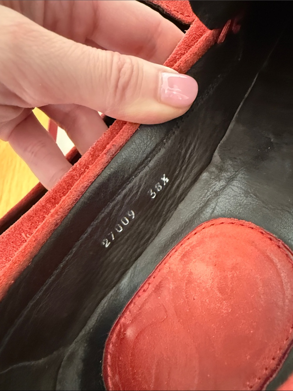 Escada Red Suede Slip-On Loafers Size 38.5 - Picture 6 of 7